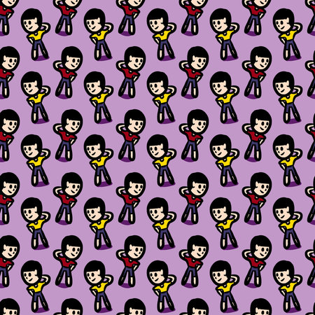 seamless pattern of cute man cartoonの写真素材