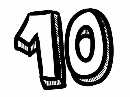 text ten on white backgroundの写真素材