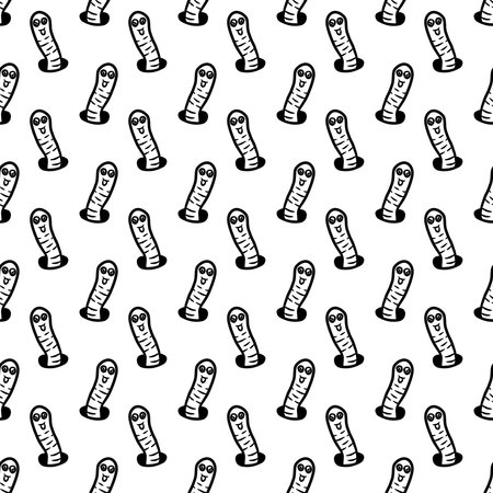 seamless pattenr of cute worm cartoonの写真素材
