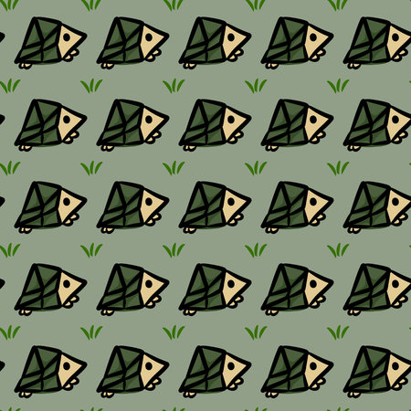 seamless pattern of cute turtle cartoon backgroundの写真素材