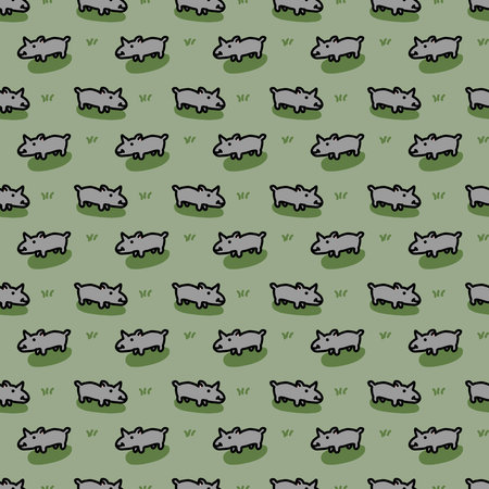 seamless pattern of cute rhino cartoonの写真素材