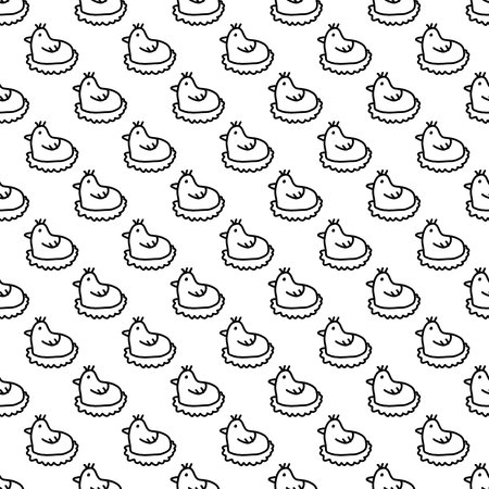 seamless pattern of cute hen cartoonの写真素材
