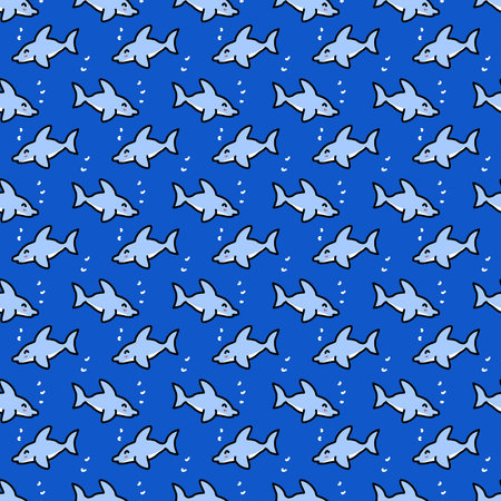 seamless pattern of cute fish cartoonの写真素材