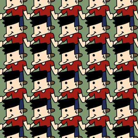 seamless pattern of cute man cartoonの写真素材
