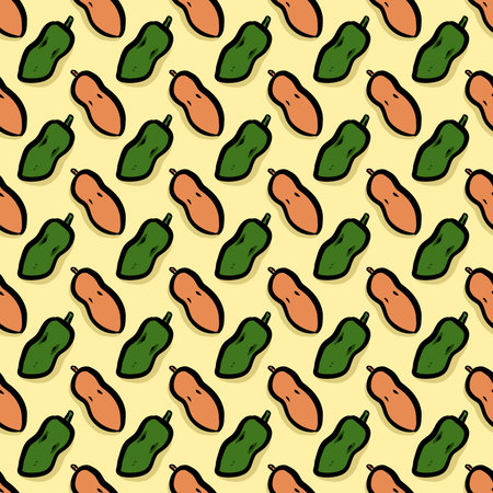 seamless pattern of papaya fruit cartoonの写真素材
