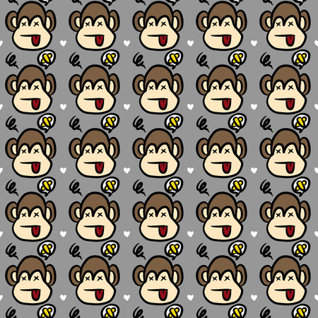 seamless pattern of cute monkey cartoonの写真素材