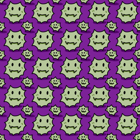 seamless pattern of cute monster virus cartoonの写真素材