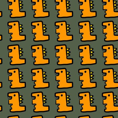 seamless pattern of cute monster cartoon backgroundの写真素材