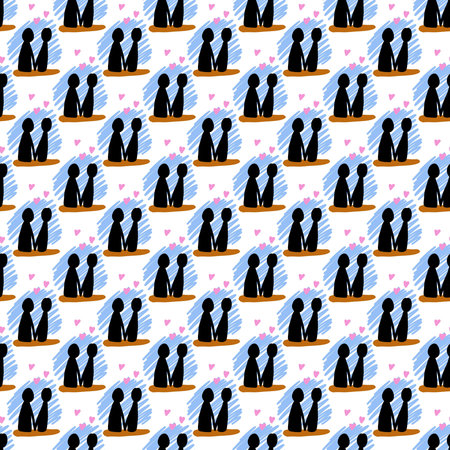 seamless pattern of couple cartoonの写真素材