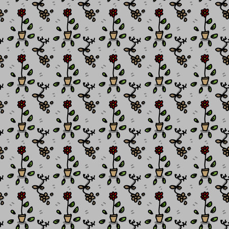 seamless pattern of flower pot backgroundの写真素材