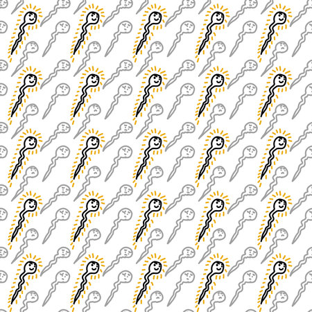 seamless pattern of cute sperm cartoon backgroundの写真素材