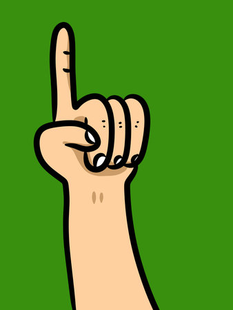 hand cartoon on green backgroundの写真素材