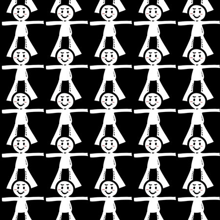 seamless pattern of cute man cartoonの写真素材