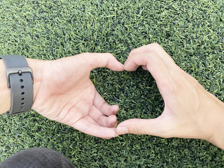 heart shape by man handの写真素材