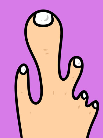 hand and finger cartoon on purple backgroundの写真素材