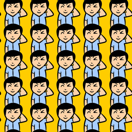 seamless pattern of cute man cartoonの写真素材