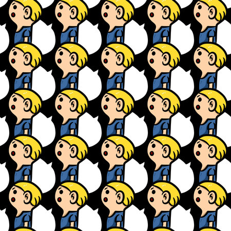 seamless pattern of cute man cartoonの写真素材