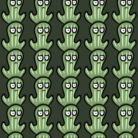 seamless pattern of cute cactus cartoon
