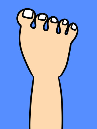 foot cartoon on blue backgroundの写真素材