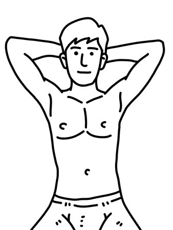 black and white of cute man cartoon for coloringの写真素材