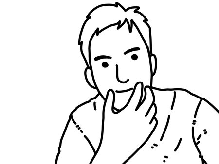 black and white of cute man cartoon for coloringの写真素材