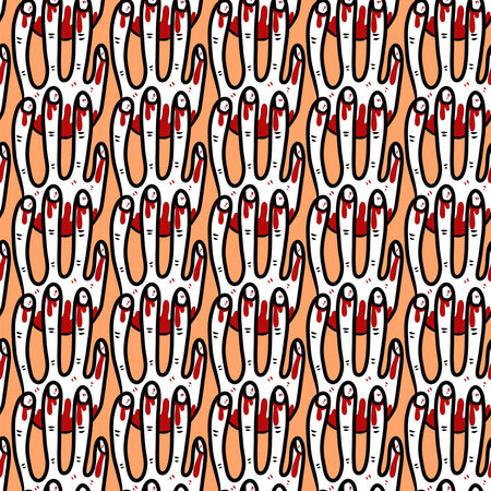 seamless pattern of hand cartoon backgroundの写真素材