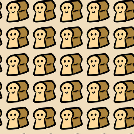 seamless pattern of cute bread cartoonの写真素材