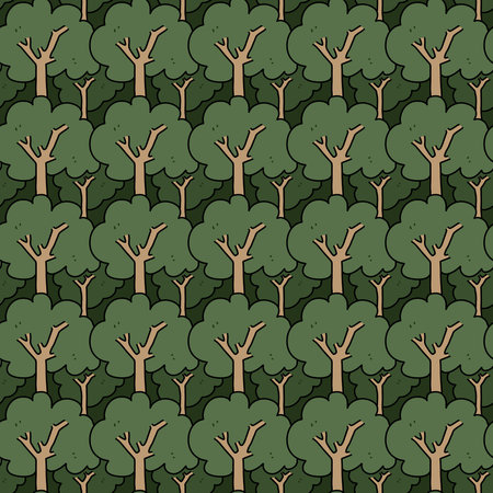 seamless pattern of tree cartoon
