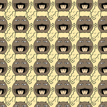 seamless pattern of cute cartoonの写真素材