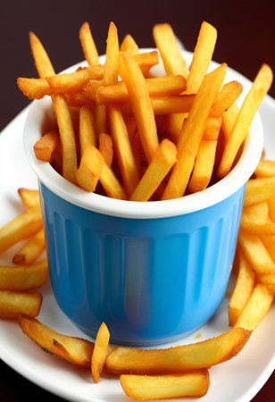 french fries with ketchup and sauce
