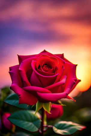 Red rose in the evening sun