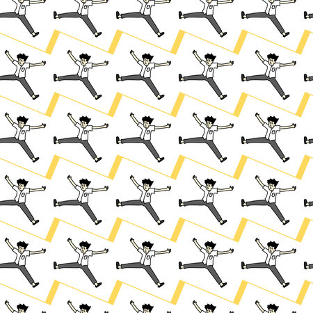 seamless pattern of cute man cartoon
