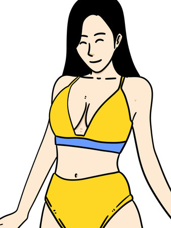 beautiful young woman cartoon on white backgroundの写真素材