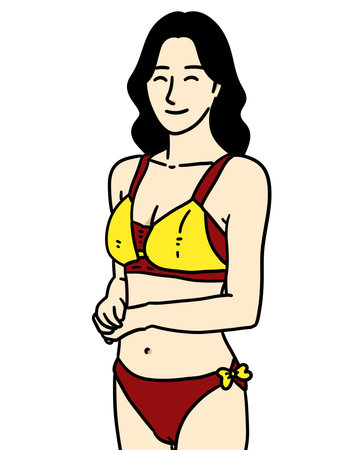 beautiful young woman cartoon on white backgroundの写真素材