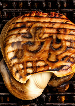 close up mushroom grilled on stoveの素材