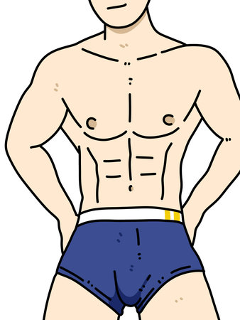 body man cartoon on white backgroundの写真素材