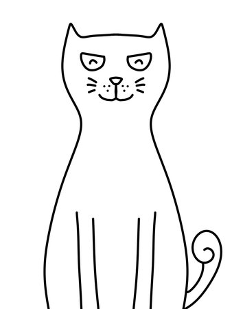 black and white of cute cat cartoon for coloringの写真素材