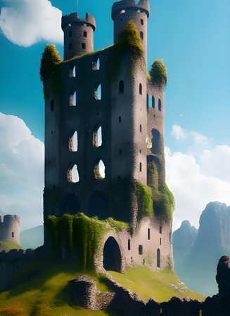 beautiful view of the castle in the mountainsの素材