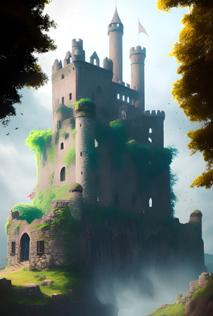 beautiful view of the castle in the mountainsの素材