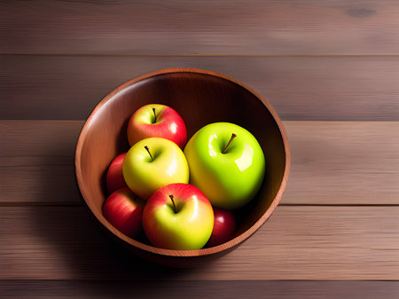 apples and apple on wooden tableの素材