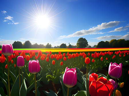 beautiful tulips in the gardenの素材