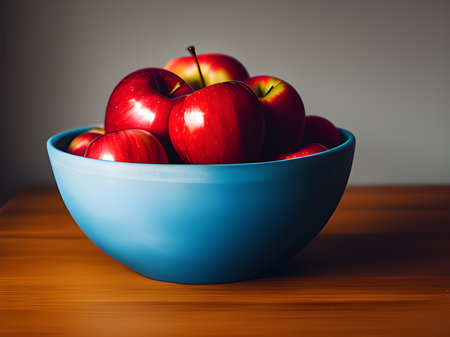apples and apple on wooden tableの素材