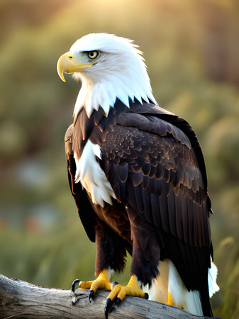 close up portrait of eagle face with wings in the wildの素材
