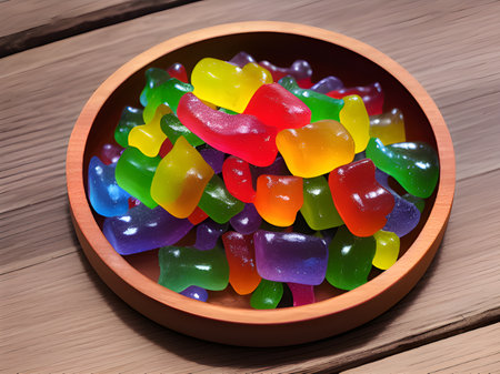 jelly fruit sweets on dishの素材