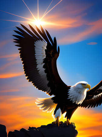 eagle flying in the skyの素材