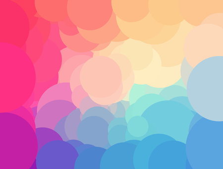 illustration of pink and blue translucent circles pattern background.の写真素材
