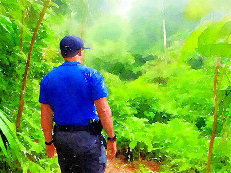 art color of man in the forest