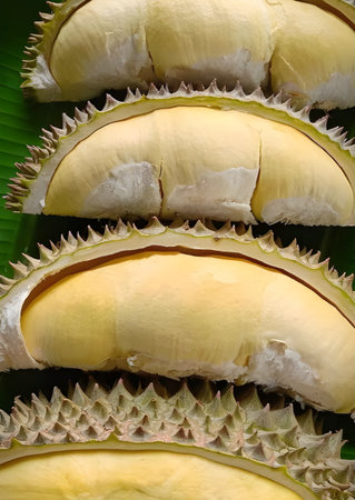 close up fresh durian fruitの写真素材