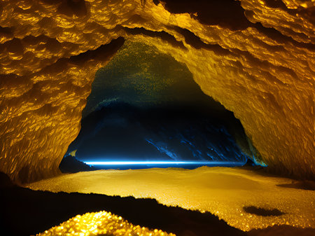 beautiful view of the golden caveの素材