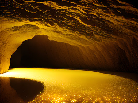 beautiful view of the golden caveの素材